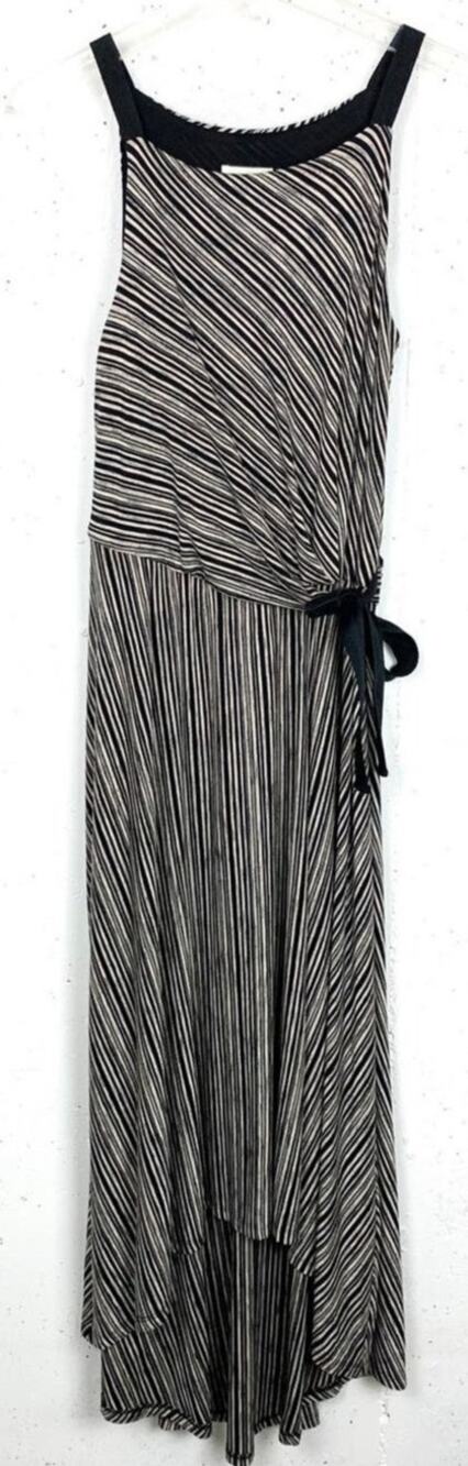 Anthropologie Maeve Womens Salsola Dress Asymmetrical Stripe Hi Low Black XS